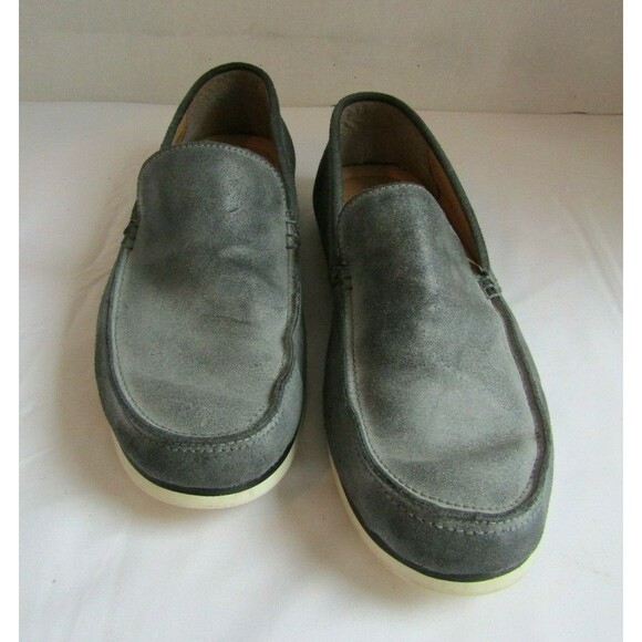 Vince Camuto Driving Loafer Gray Suede Leather Zucco Moccasin Shoes Mens Size 10 - Picture 2 of 8
